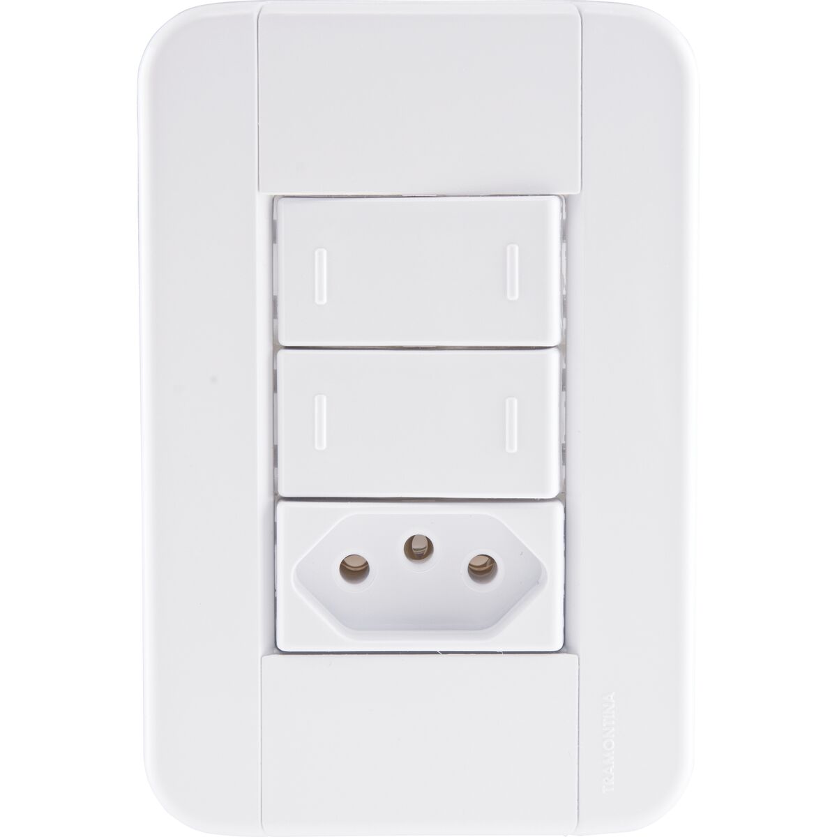 Conjunto 4x2 com 2 interruptores paralelos 10 a 250 v e 1 tomada 2p+t 10 a 250 v tablet branco - Tramontina