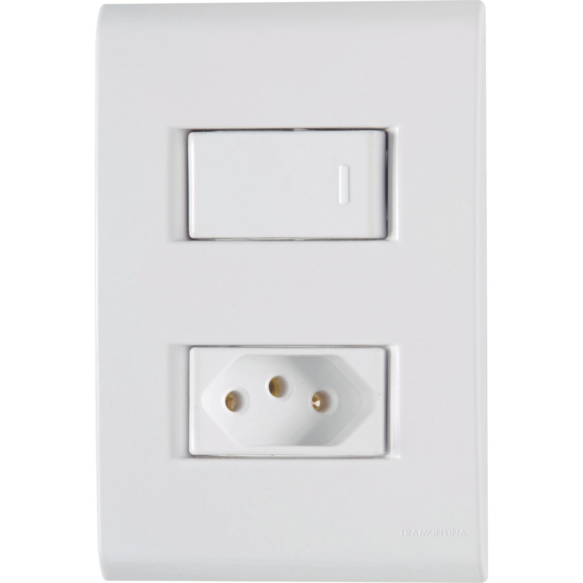 Conjunto 4x2 com 1 interruptor simples 10 a 250 v e 1 tomada 2p+t 10 A 250 v liz branco 120 unidades - Tramontina